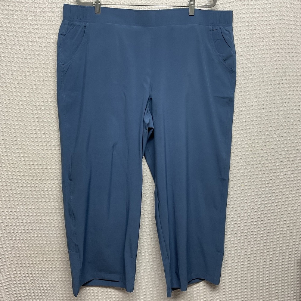 New Eddie Bauer Women's Blue Travel Pants 2XL Stretch Pull On Ankle Crop XXL